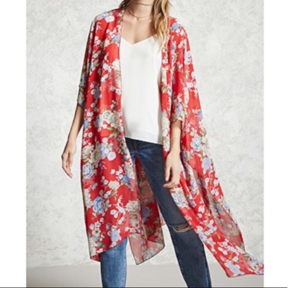Red Floral kimono